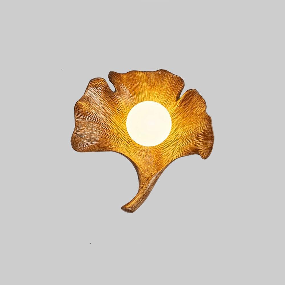 Audara-AULIGE Bedroom Bedside Wall Lamp Wabi-sabi Wind Resin Ginkgo Biloba Art Wall Lights Creative Entryway Aisle Sconces Living Room Background Wall Single Head Mounted Lighting Fixture