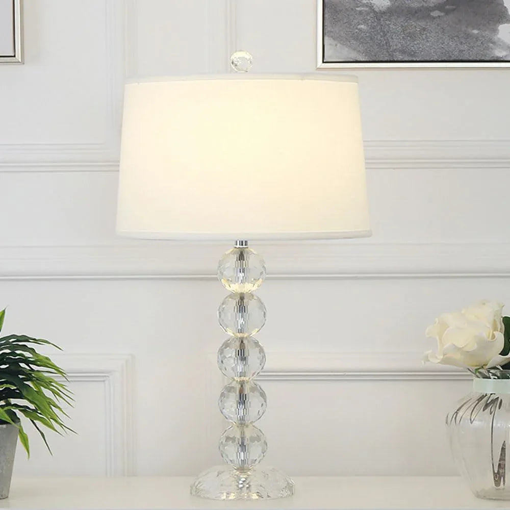 Audara-Modern Luxury Desk Light Study Office European Simple Fabric Crystal Desk Lamp Bedroom Bedside Living Room Sofa Table Lamp Villa Club Cafe Farmhouse Decoration Lighting Fixture