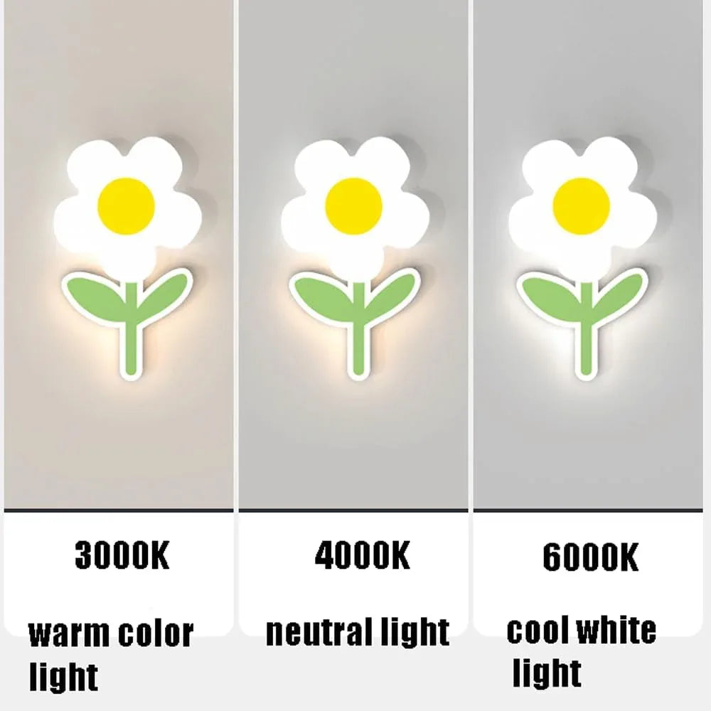 Audara-Children's Room Bedside Wall lamp Modern Simple Bedroom Wall Lights French Romantic Floral LED sconces Princess Room Eye Protection Creative Background Wall Mounted Lighting Fixture