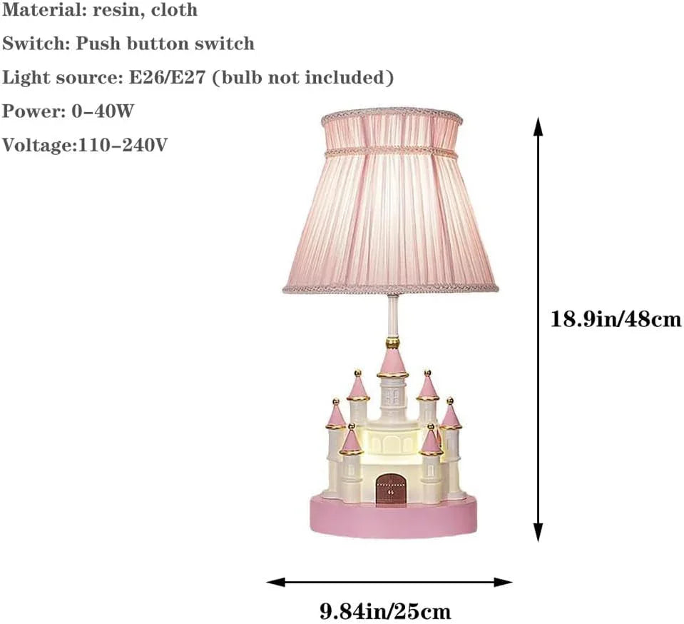 Audara-Cute Warm Kids Room Girls Room Desk Light Cartoon Creative Pink Castle Resin Desk Lamp Amusement Park Library School Table Lamp Kindergarten Dormitory Bedroom Lighting Fixture