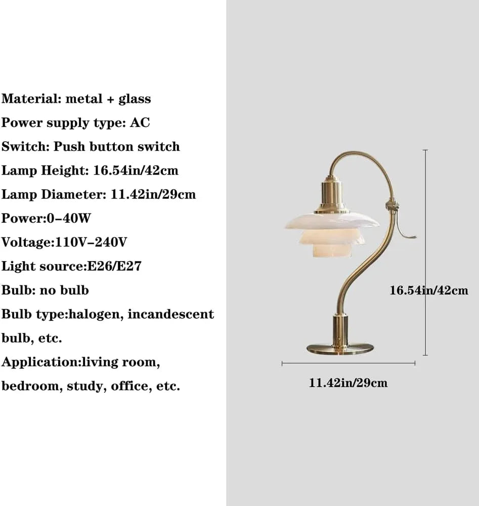 Audara-European Creative Bedroom Study Desk Light Luxury Classic Metal Glass Desk Lamp Living Room Sofa Bedside Table Lamp Cafe Villa B&B Hotel Front Desk Decoration Lighting Fixture