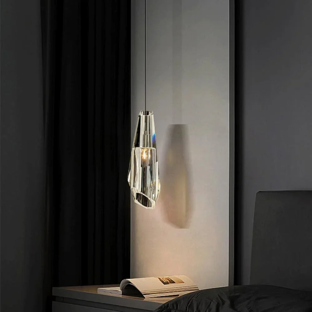 Audara-4-inch Modern Minimalist Light Fixtures. Small in Size, Suitable for Various Spaces Including Bedrooms, Kitchen Islands, Dining Rooms, Hotels, Bars, and Cafes. Crystal Pendant Light.