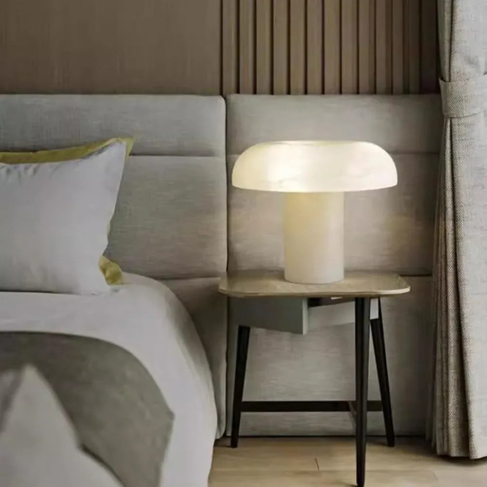 Audara-New Chinese Creative Bedroom Study Sofa Beside Desk Light White Simple H9.8” Marble Desk Lamp Office Library Living Room Decorative Table Lamp Dining Room Coffee Shop Lighting Fixture