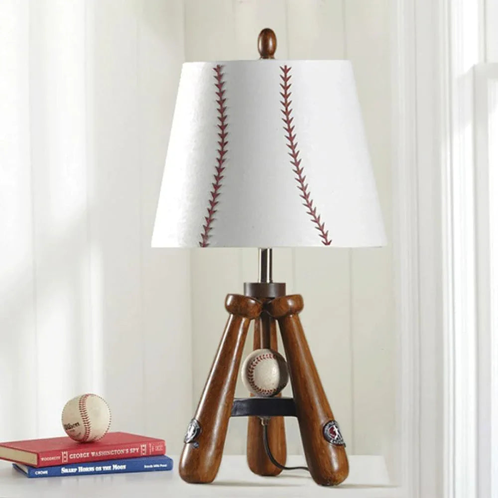 Audara-Cosy Vintage Bedroom Study Desk Light American Creative Baseball White Fabric Desk Lamp Restaurant Living Room Sample Room Table Lamp Cafe Villa B&B Lighting Fixture