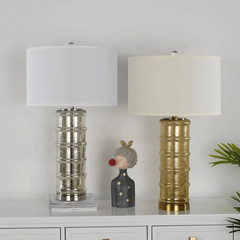 Audara-Luxury Scandinavian Bedroom Bedside Desk Light Fashion Hotel Front Desk Villa Club Desk Lamp Simple Glass Fabric Table Lamp Living Room Model House Farmhouse B&B Lighting Fixture