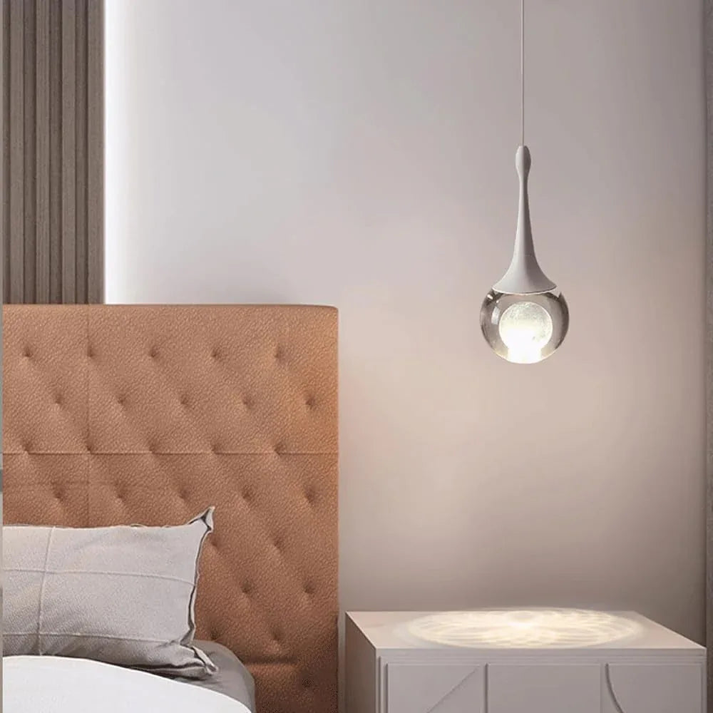 Audara-4-inch Crystal Pendant Light, A Decorative Bedside Lamp in Bohemian and European Minimalist Styles, Suitable for Bedrooms, Hotel Rooms, Entryways, Kitchen Islands, and Other Settings.