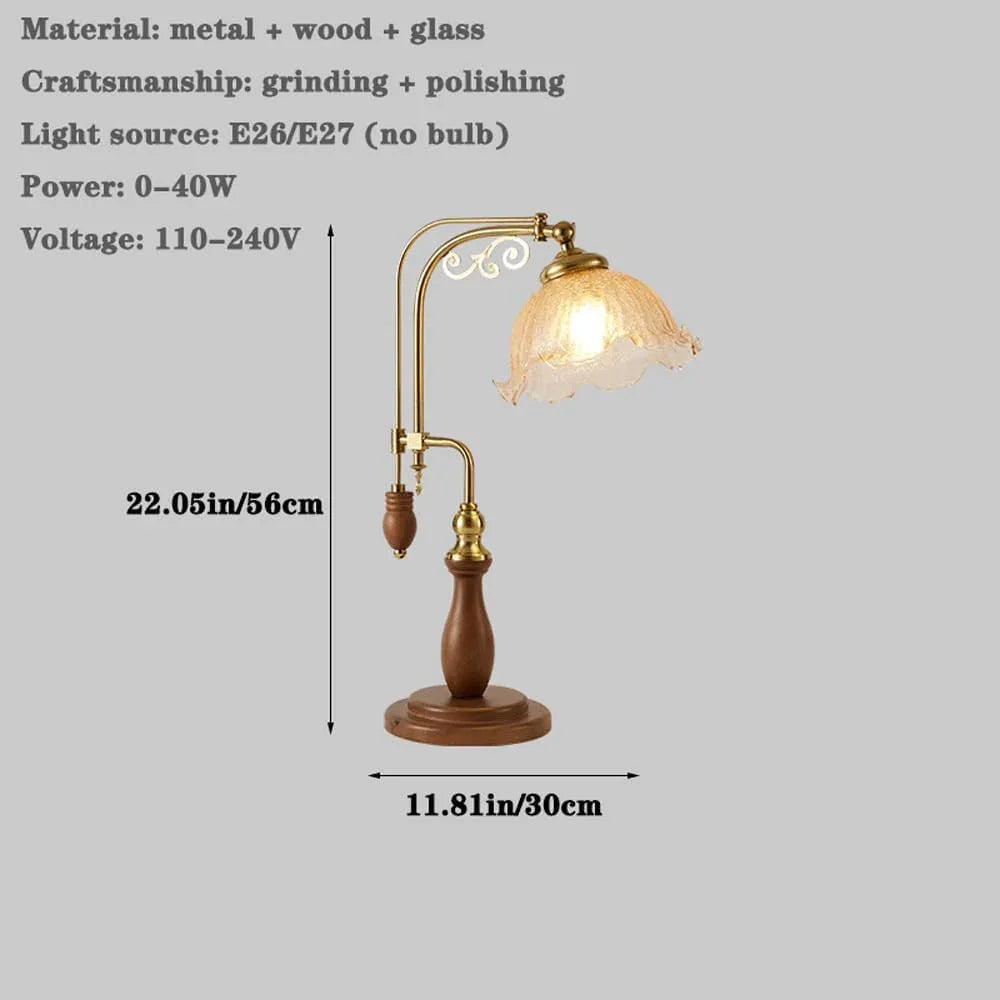 Audara-Chinese Vintage Folk Lodge Hotel Bar Desk Light Classic Bedroom Bedside Tea House Desk Lamp Elegant Metal Wood Table Lamp Coffee Shop Restaurant Villa Apartment Office Lighting Fixture