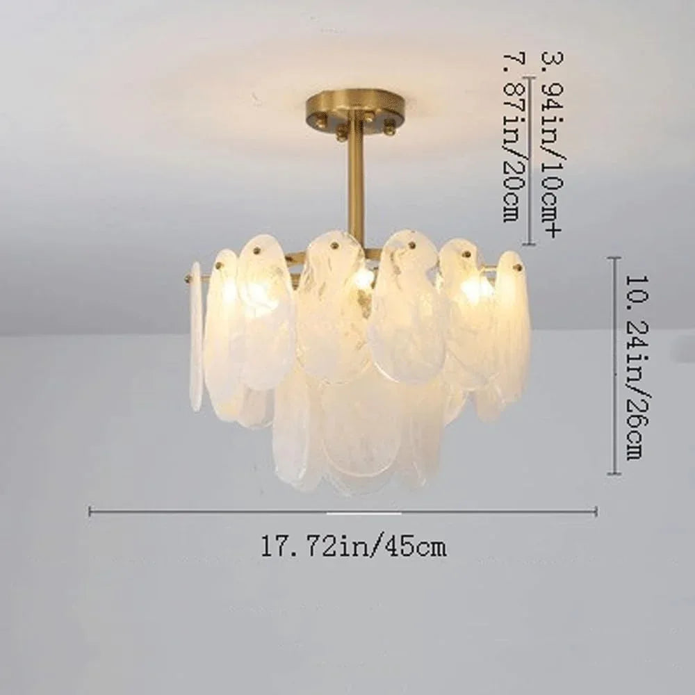 Audara-18-inch Crystal Chandeliers European Modern-Style Chandeliers for Living Rooms, Bedrooms, Studies, Hotels, Kitchen Islands, and Various Commercial Spaces Semi-Flush Mount Chandelier
