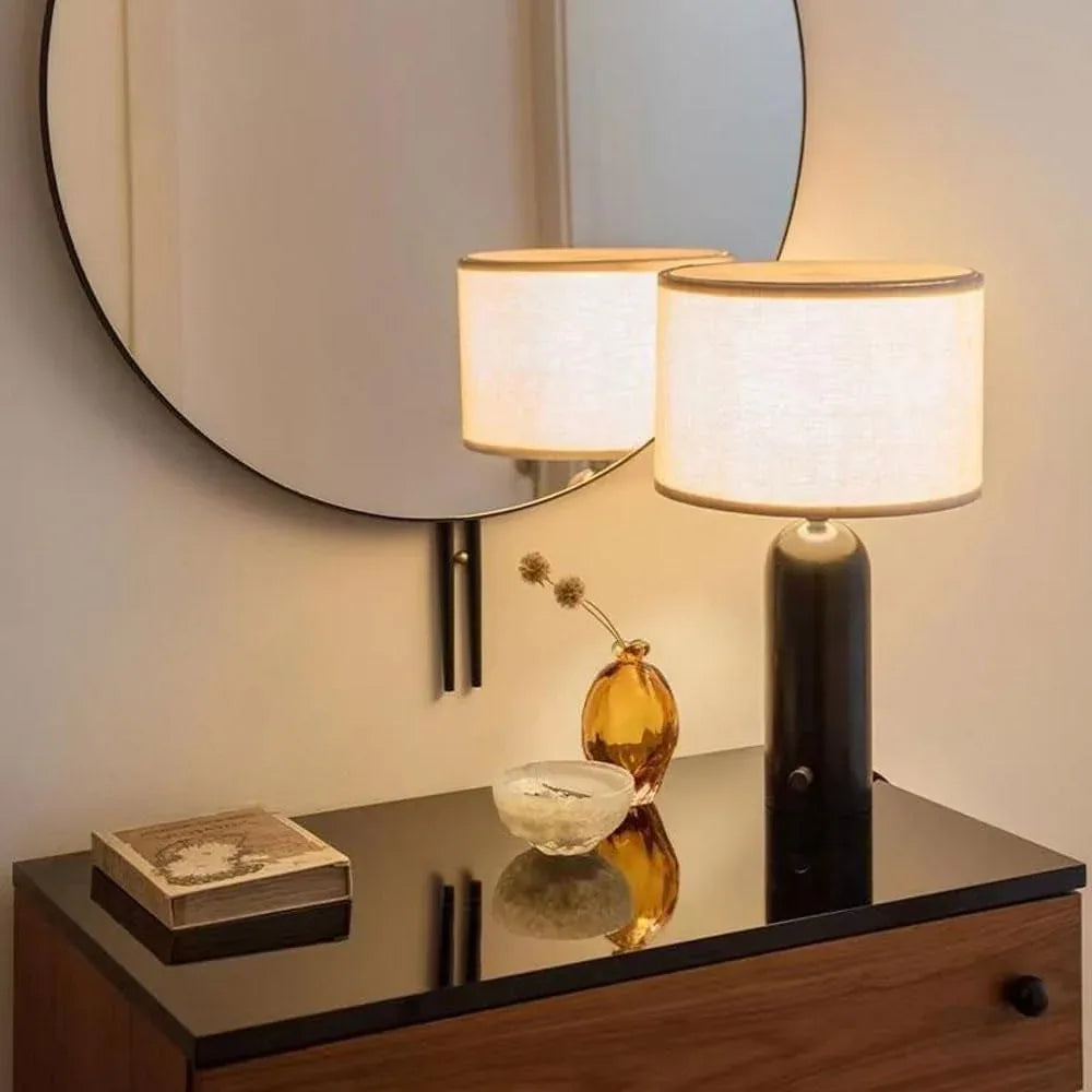 Audara-Simple Fashion Sample Room Showroom Desk Light High-end Handmade Fabric Marble Desk Lamp Coffee Shop Hotel Front Desk Restaurant Lighting Fixture Bedroom Study Room Living Room Table Lamp