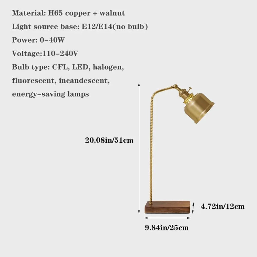 Audara-Scandinavian Modern Bedroom Study Desk Light Luxury Creative Adjustable Angle Knob Switch Walnut Copper Desk Lamp Living Room Office Study Table Lamp Club Cafe Dining Room Lighting Fixture