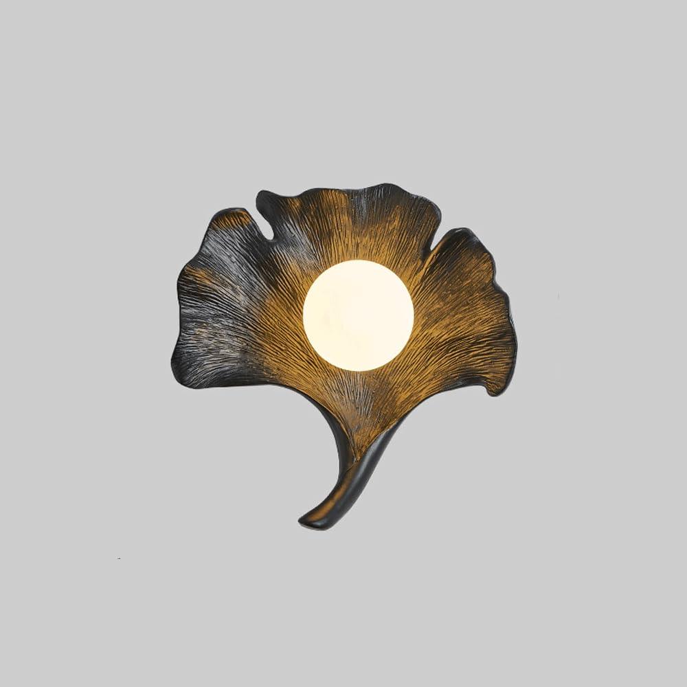 Audara-AULIGE Bedroom Bedside Wall Lamp Wabi-sabi Wind Resin Ginkgo Biloba Art Wall Lights Creative Entryway Aisle Sconces Living Room Background Wall Single Head Mounted Lighting Fixture Dark