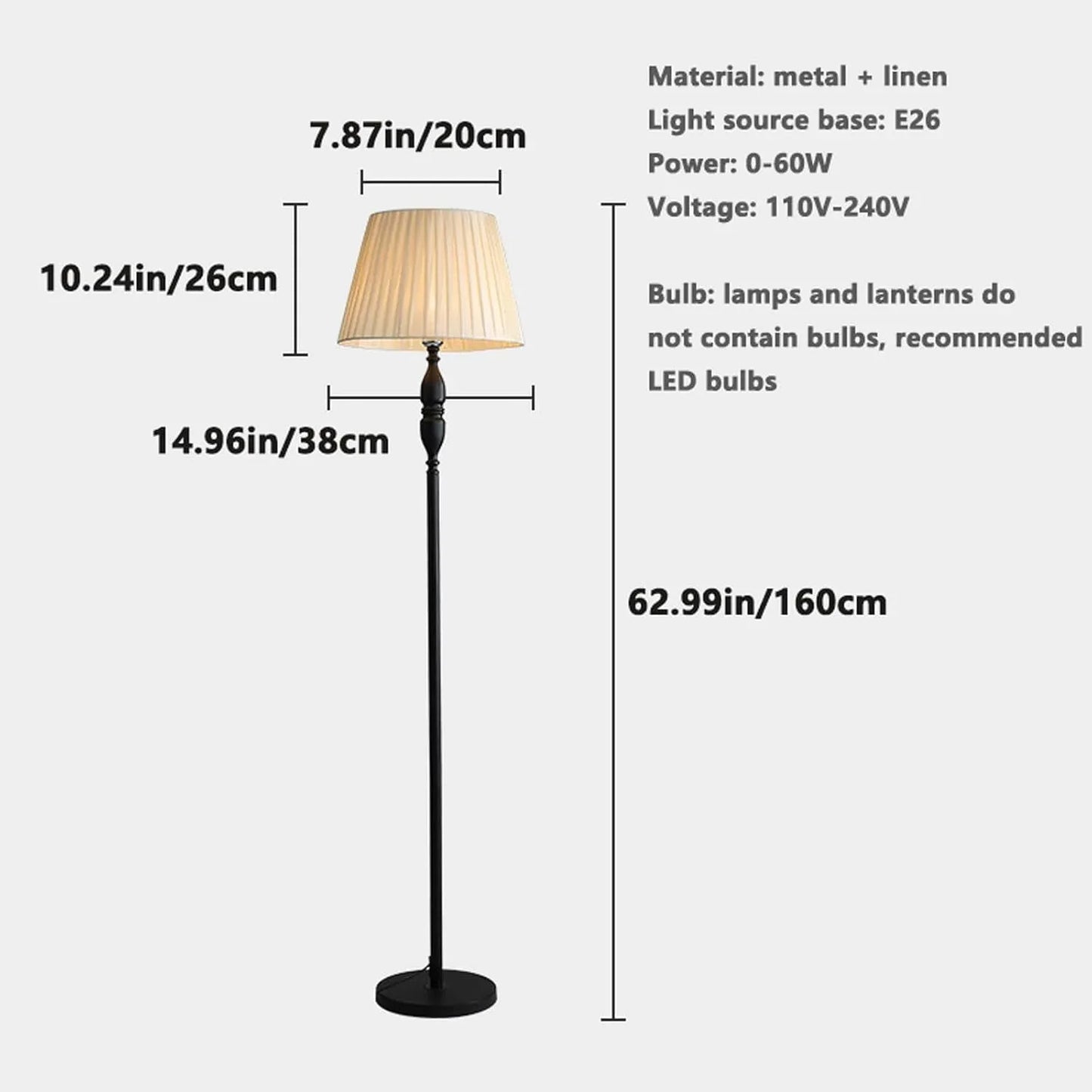 Audara-Personalized Creative Study Office Linen Floor Lamp Single Light Source E26 Bedroom Living Room Sofa Beside Standing Lamp H60in Backdrop Office Torchiere Villa Mall Lighting Fixture