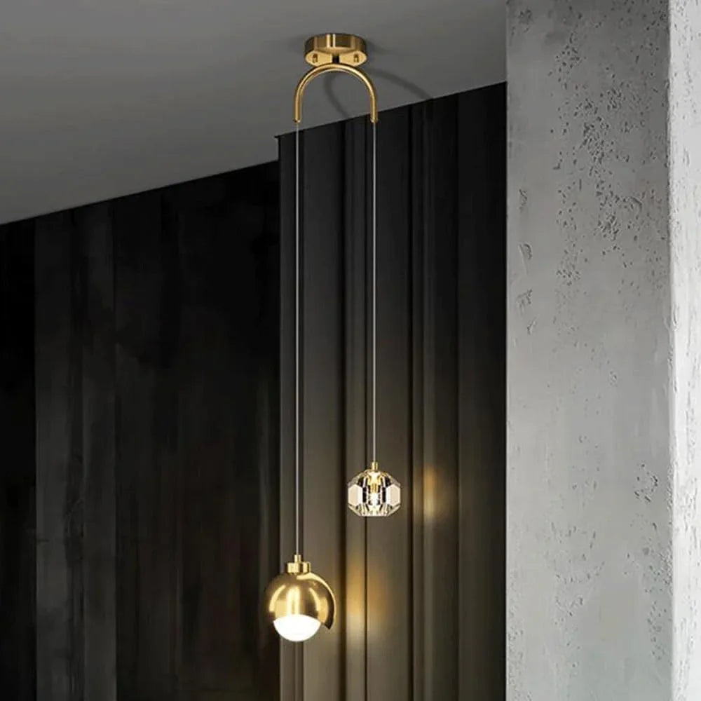 Audara-Crystal Pendant Light, Small-Sized Decorative Bedroom Chandelier, Modern and Light Luxury Style, Suitable for Various Spaces Such As Hotels, Kitchen Islands, Entryways, and Cafes