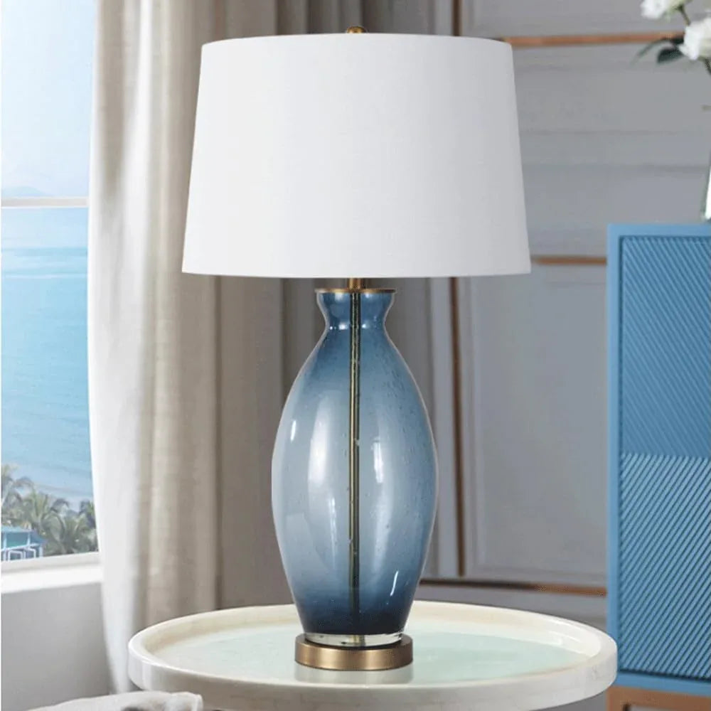 Audara-American High-end Model House Showroom Restaurant Desk Light European Light Luxury Fabric Glass Desk Lamp Living Room Study Room Bedroom Lighting Fixture Dormitory Office Hotel Front Desk Table Lamp