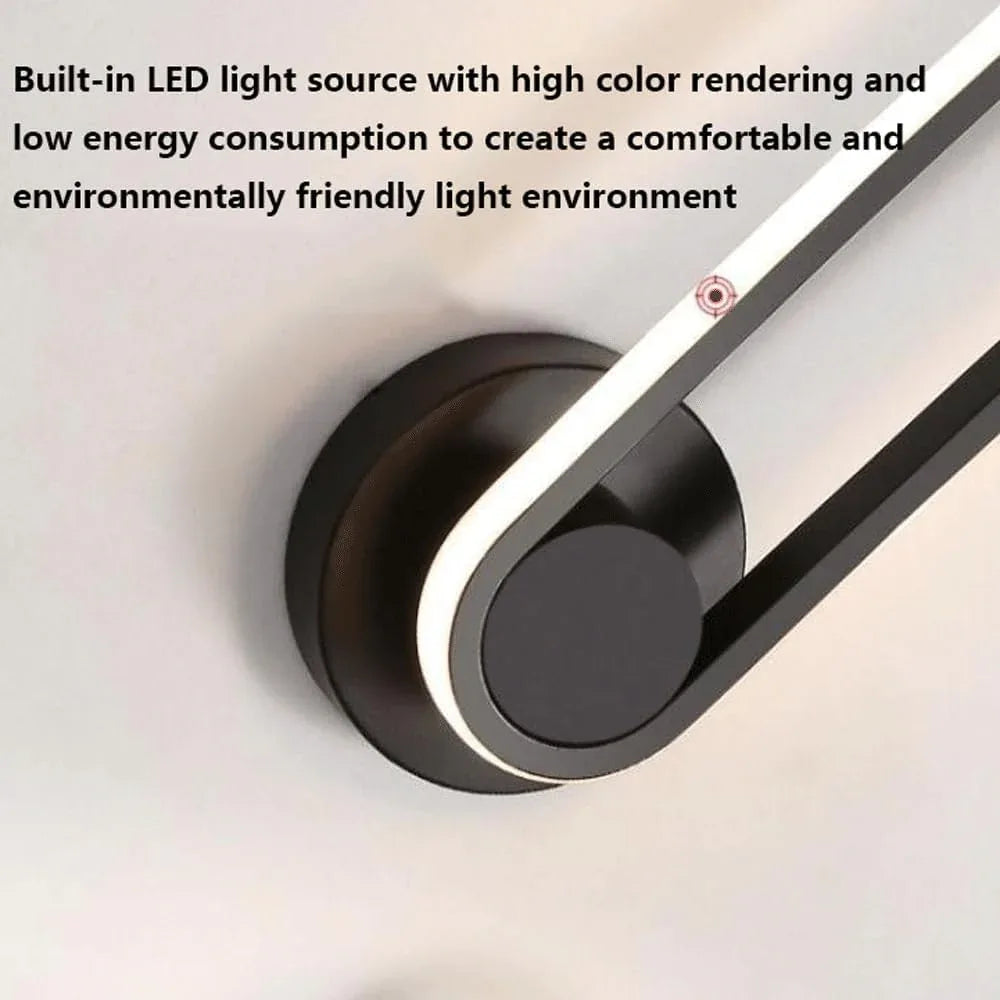 Audara-Modern Simple Rotatable Iron Wall Lamp Nordic Study Hotel Bedroom Bedside Wall Lights 11.8inLED Tri-Color Dimmable Black Wall Sconces for Living Room Backdrop Cafe Lighting Fixture
