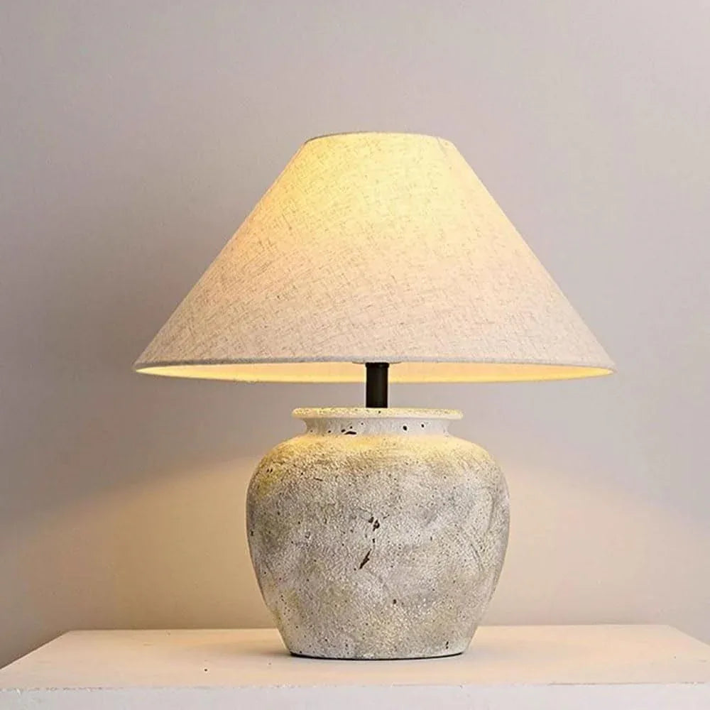 Audara-Art Vintage Living Room Couch Side Bedside Desk Light Classic Nostalgia Pottery Jar Desk Lamp Bedroom Study Office Table Lamp Farmhouse B&B Hotel Coffee Shop Lighting Fixture