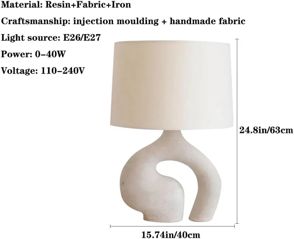 Audara-Modern Simple Living Room Study Room Desk Light Scandinavian Art Sample Room Showroom Kitchen Desk Lamp White Resin Handmade Fabric Table Lamp Villa B&B Hotel Decoration Lighting Fixture