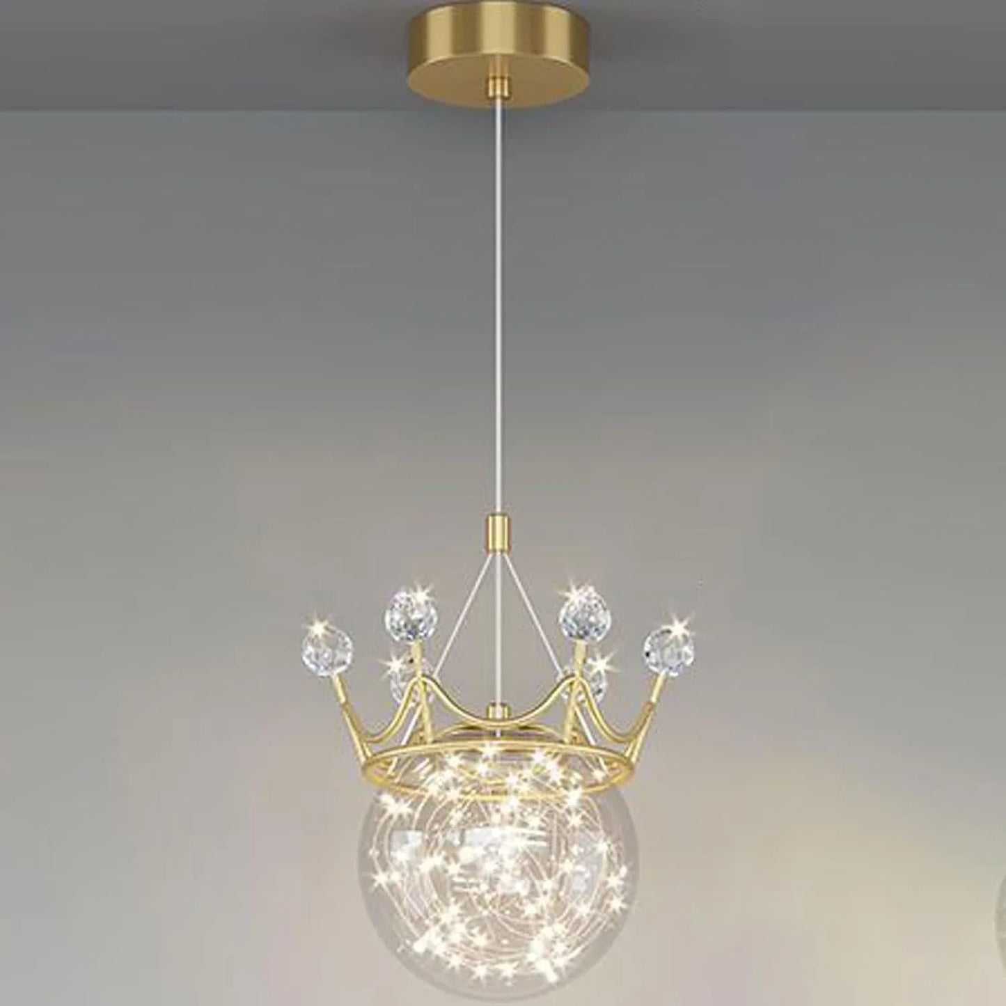 Audara-6-inch Crystal Pendant Light, Bohemian Style Queen Crown Shaped Lamp, Suitable for Various Spaces Such As Bedrooms, Hotels, Studies, Living Rooms, Kitchen Islands, and Entryways.