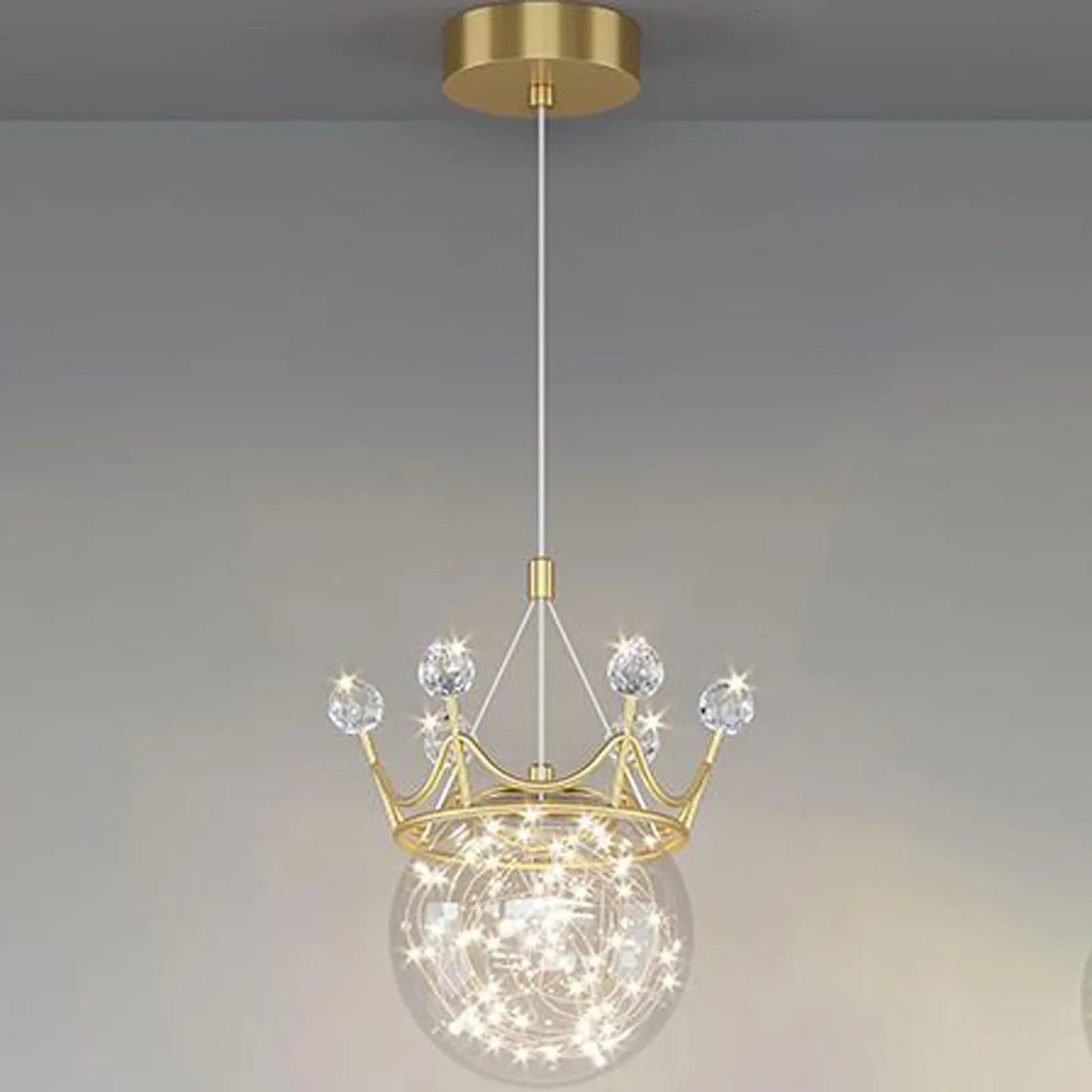 Audara-6-inch Crystal Pendant Light, Bohemian Style Queen Crown Shaped Lamp, Suitable for Various Spaces Such As Bedrooms, Hotels, Studies, Living Rooms, Kitchen Islands, and Entryways. B