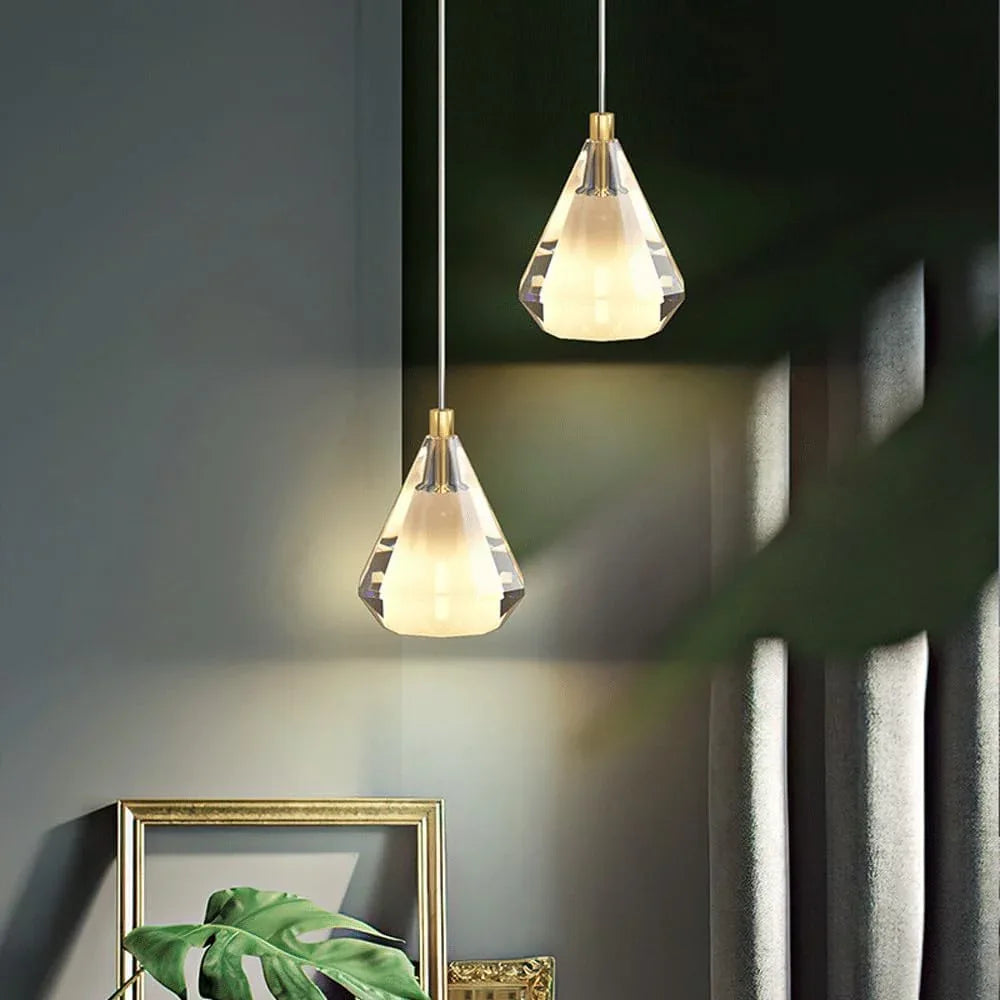 Audara-This 4-inch Modern Minimalist Crystal Pendant Light, A Semi-circular Mini Glass Chandelier, Is Suitable For Various Spaces Including Bedrooms, Kitchen Islands, Dining Rooms, Hotels, Bars, And C
