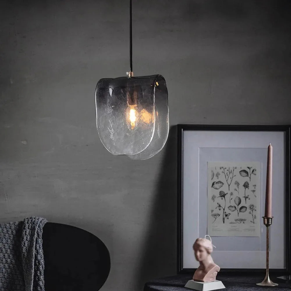 Audara-7-inch Crystal Pendant Light, Bohemian Style, Smoky Gray Gradient Light Fixture, Suitable for Various Spaces Such As Bedrooms, Hotels, Studies, Living Rooms, Kitchen Islands, and Entryways