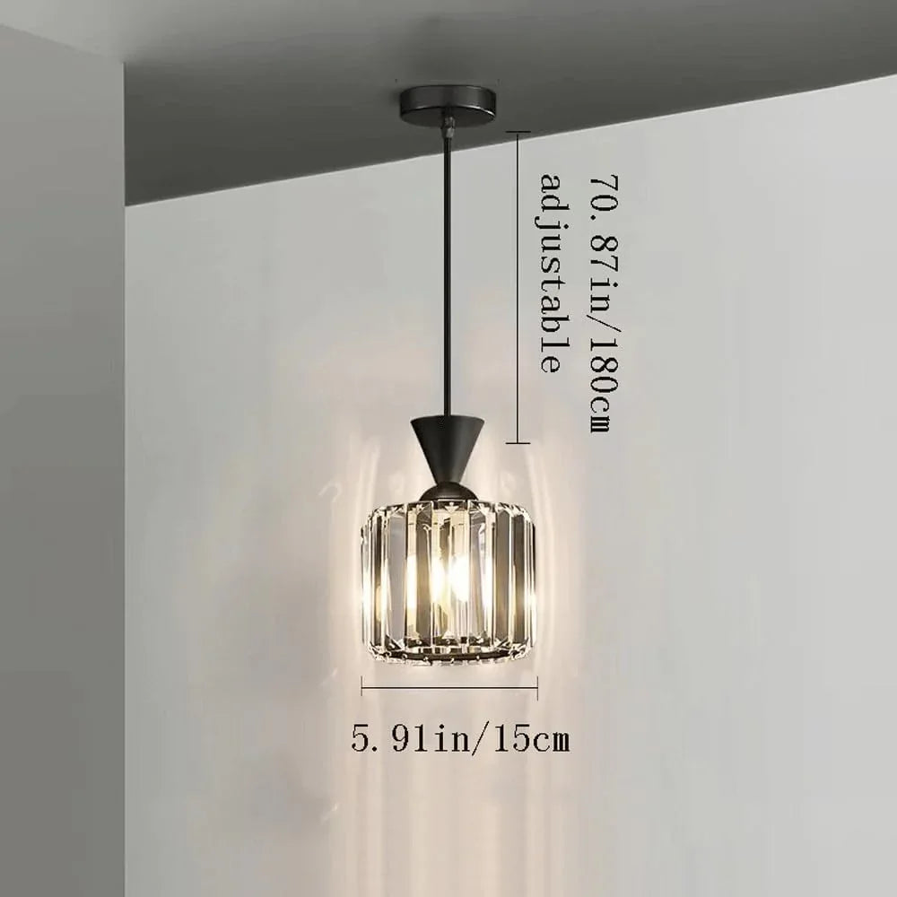 Audara-Crystal Pendant Light, 6 Inches, Small Decorative Pendant Light, Modern And Light Luxury Style, Suitable For Lighting In Various Places Such As Bedrooms, Hotels, Restaurants, Kitchen Islands, E
