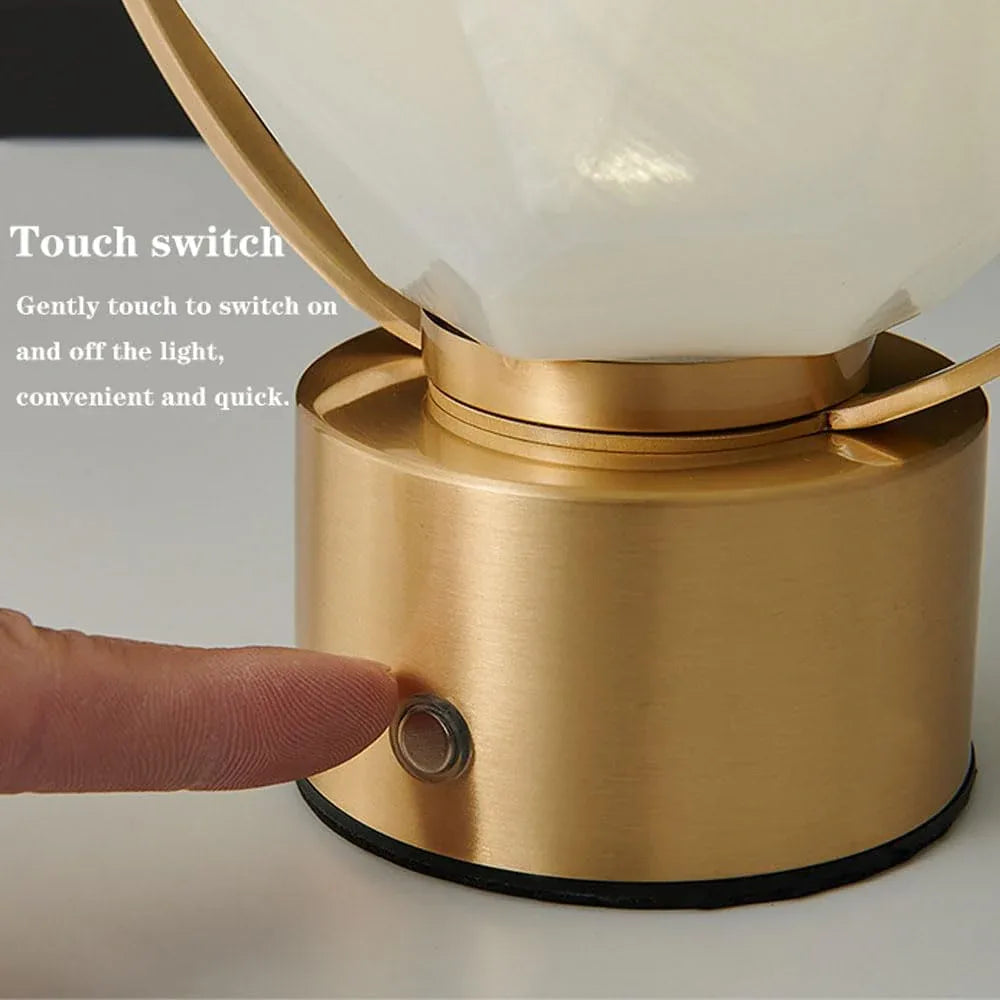 Audara-Postmodern Light Luxury Bedroom Bedside Desk Light Creative Personalized Portable Long Life H65 Copper Glass Desk Lamp Apartment Library Dormitory Table Lamp Camping Study Lighting Fixture