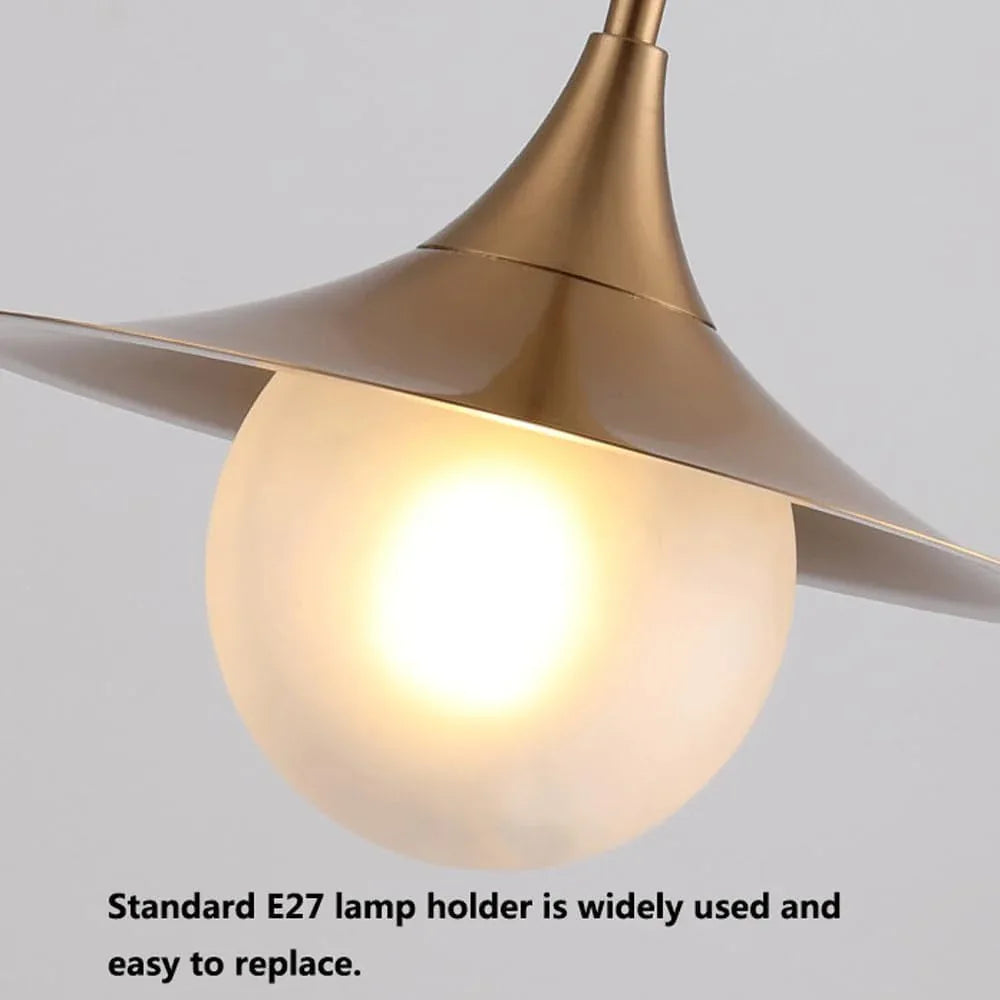 Audara-Modern Minimalist Bedroom Bedside Aluminum Pendant Light Creative 10.23in Copper Disc Hanging Lampe E27 Screw-in Chandeliers Scandinavian Hotel Living Room Decor Lighting Fixture