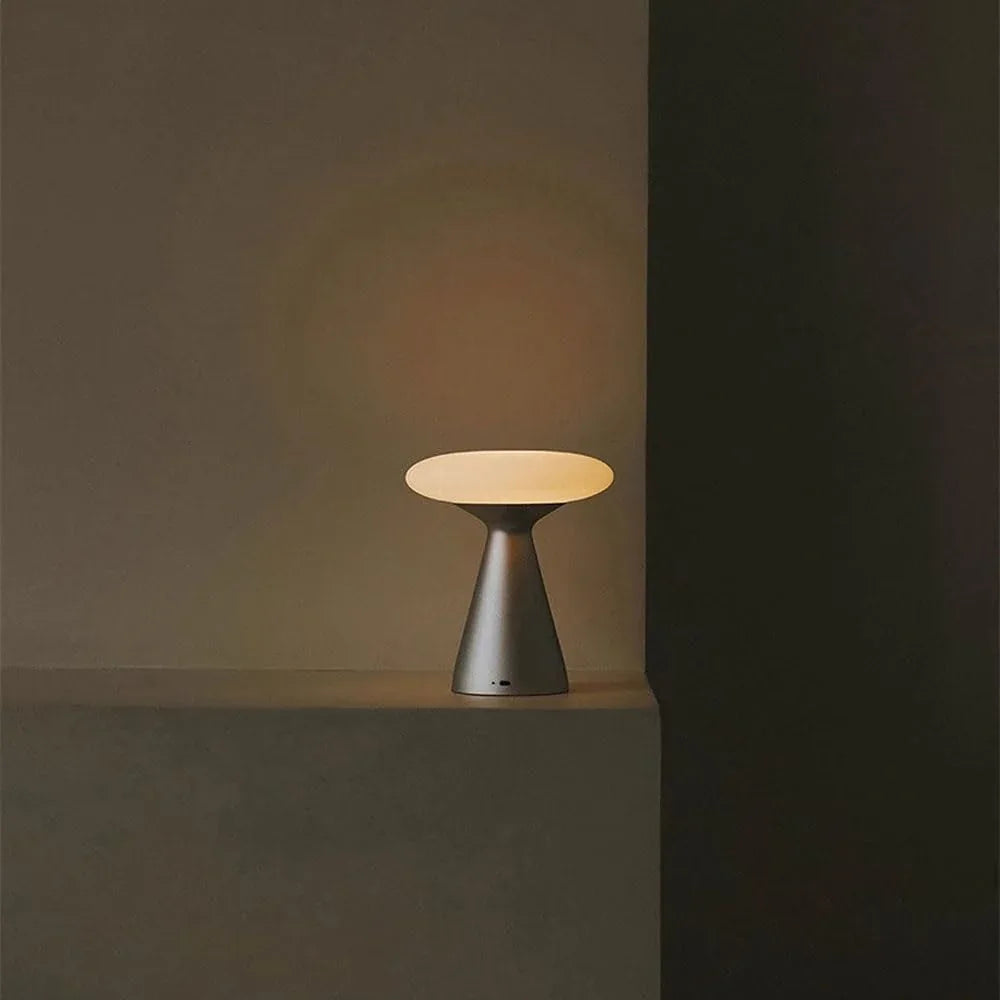 Audara-Retro Study Office Desk Light Creative Light Luxury Mushroom Shape Touch Dimming Rechargeable LED Stainless Steel Desk Lamp Portable Camping Ambience Table Lamp Bedroom Bedside Lighting Fixture