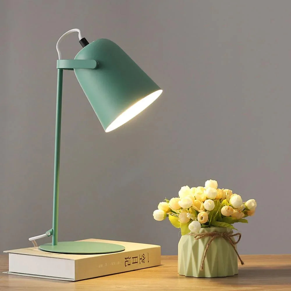 Audara-Scandinavian Simple Bedroom Study Office Desk Light Creative Warm Adjustable Angle Metal Desk Lamp Living Room Couch Side Dormitory Table Lamp Shop Workstation Macaron Lighting Fixture