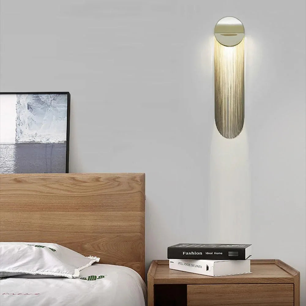 Audara-Postmodern Creative Tasseled Iron Wall Lamp LEDE14 Lamp Base Bedroom Study Dining Room Wall Lights 25.6in Foyer Living Room Backwall Wall Sconces Suitable For Hotel Sample Room Lighting Fixture