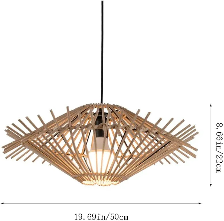 Audara-20in Woven Pendant Light Rattan Bohemian Wabi-Sabi Tropical Multi-Style Ceiling Light Fixture Suitable for Bedrooms, Hotels, Study Rooms, Dining Areas, Entryways, and More Retro Lamp