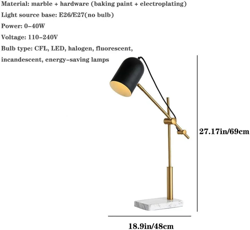 Audara-Luxury Simple Office Hotel Treasury Desk Light Postmodern Creative Marble Desk Lamp Dormitory Apartment Studio Table Lamp Club Mall Hotel Front Desk Model Room Backdrop Lighting Fixture
