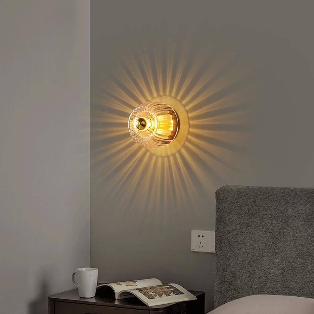 Audara-Creative Bedside Glass Wall Lamp Corridor Aisle Entrance Wall Lights Postmodern Scandinavian Full Copper Sconces Living Room Bedroom Single Head Mounted Lighting Fixture