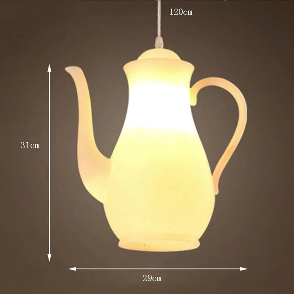 Audara-GerRiT Postmodern LED Single-Head Chandelier/Creative Teapot Pendant Light/Tea House Tea Restaurant Resin Hanging Lamp/Café Clothing Store Front Desk Personalized LightingFixture, B