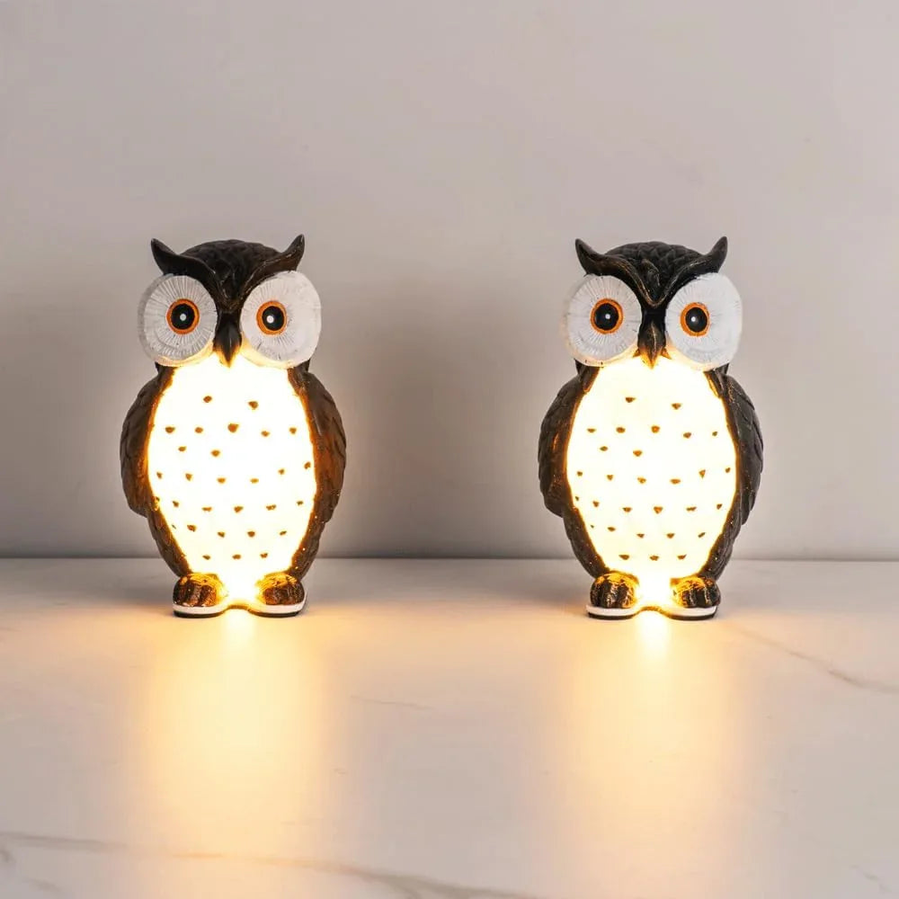 Audara-Cute Bedroom Kids Room Desk Light Premium Feeling Black Owl Resin Desk Lamp Amusement Park Boys Room Girls Room Table Lamp School Amusement Park Library Lighting Fixture