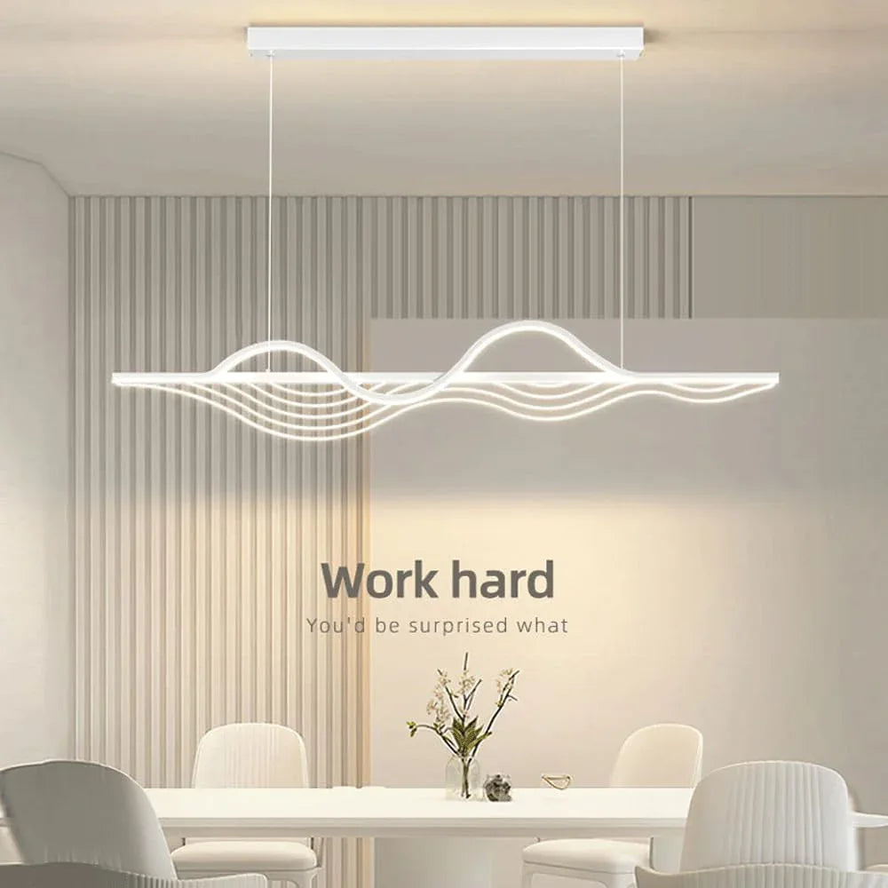 Audara-Modern Minimalist Dining Room Acrylic Pendant Light Personalized Creative Long Line Living Room Hanging Lampe Hall Black Dimmable Chandeliers Hotel Office Bar Lighting Fixture
