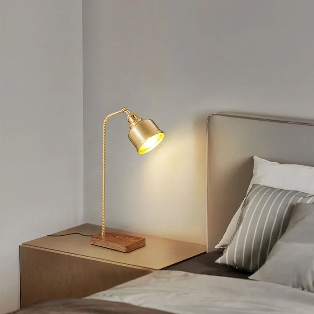 Audara-Scandinavian Modern Bedroom Study Desk Light Luxury Creative Adjustable Angle Knob Switch Walnut Copper Desk Lamp Living Room Office Study Table Lamp Club Cafe Dining Room Lighting Fixture
