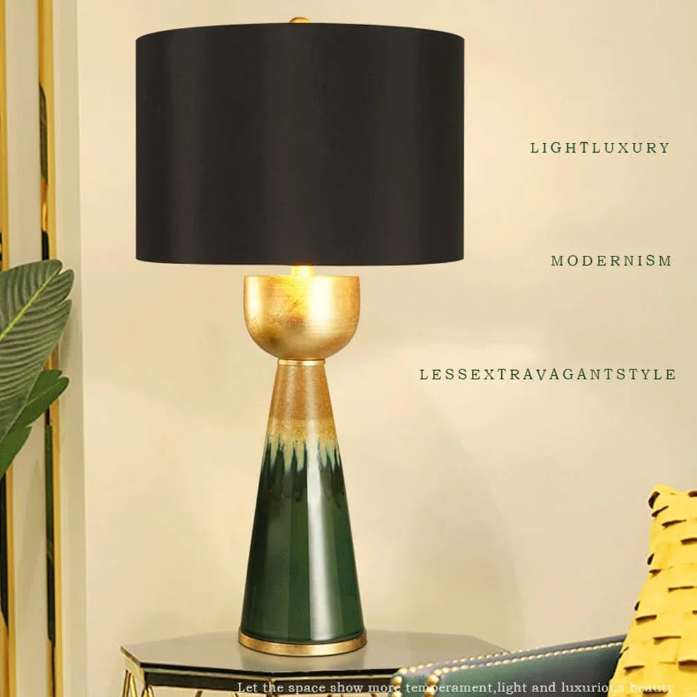 Audara-Luxury Simple Bedroom Bedside Living Room Desk Light American Style Model House Backdrop Decoration Desk Lamp High-end Fabric Ceramic Table Lamp Villa Club Showcase Lighting Fixture