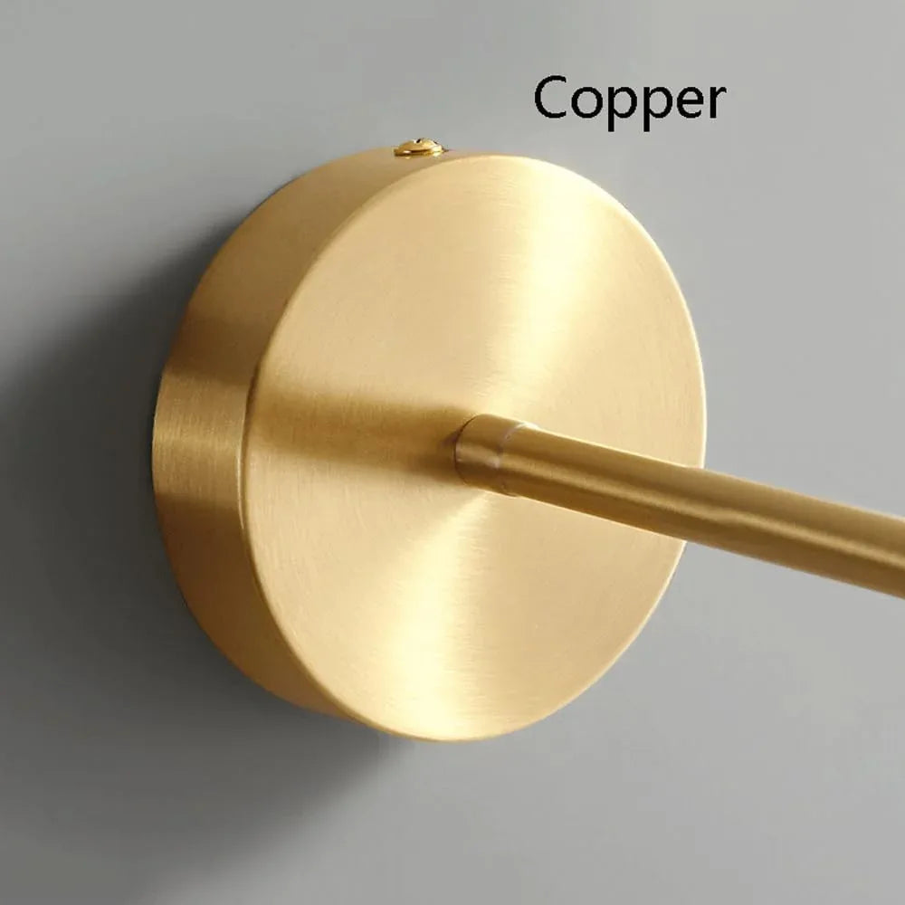 Audara-Italian Minimalist Full Copper Wall Lamp Bedroom Bedside Wall Lights Postmodern Living Room Background Wall Sconces Creative Art Glass Mounted Lighting Fixture
