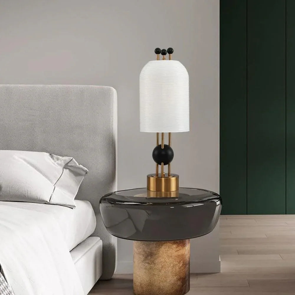 Audara-Scandinavian Postmodern Study Office Desk Light Creative Designer Living Room Hotel Front Desk Desk Lamp White Stripe Glass Lighting Fixture Up Front Cafe Farmhouse Villa Table Lamp
