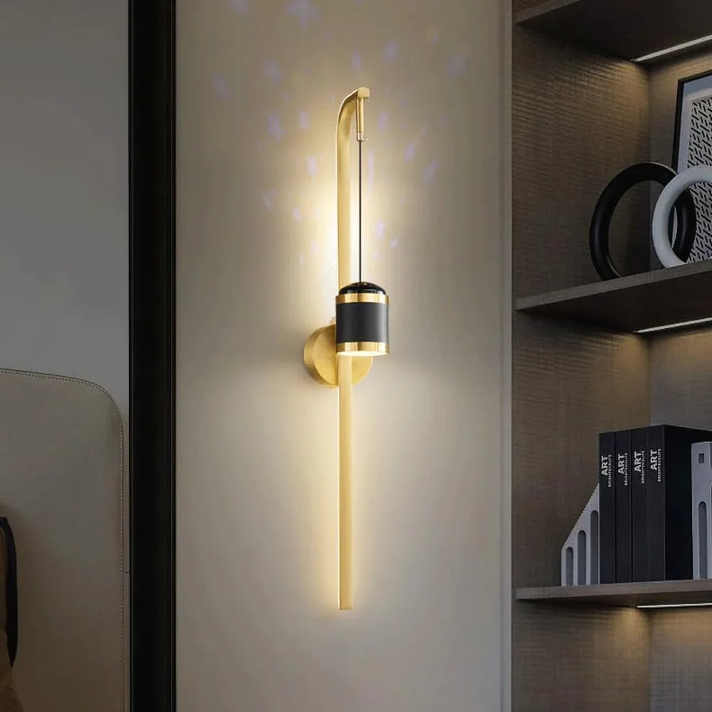 Audara-Postmodern Scandinavian Full Copper Wall Lamp Bedroom Bedside Ambient Wall Lights Creative Study Room Decorative Sconces Aisle Corridor Entrance Mounted Lighting Fixture