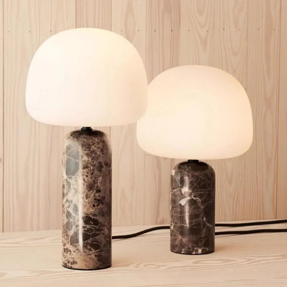 Audara-Natural Marble Desk Light Warm White Shade Bedroom Bedside Desk Lamp H13” Dormitory Office Restaurant Decoration Table Lamp Hotel Room Bar Lighting Fixture