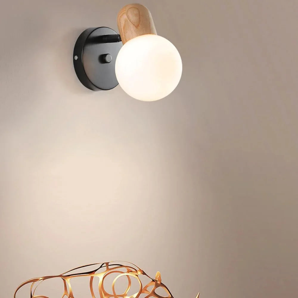Audara-Bedroom Bedside Log Main Wall Lamp Scandinavian Simple Glass Wall Lights Rotatable Backdrop Sconces Aisle Corridor Foyer Mounted Lighting Fixture