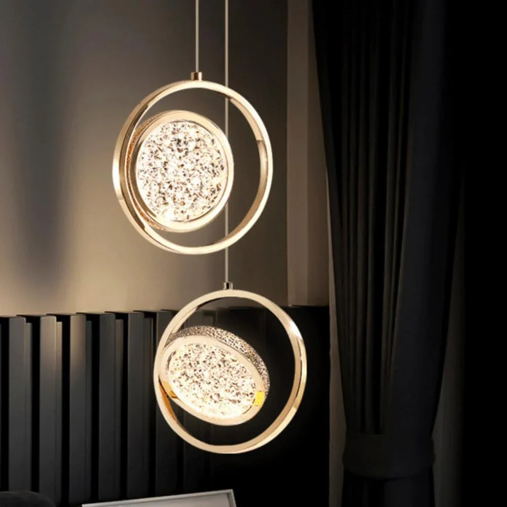 Audara-Crystal Pendant Light, A Modern and Understated Luxury Style 9in*2 Pendant Lamp, Suitable for Various Lighting Scenarios Such As Bedrooms, Dining Rooms, Entryways, and Kitchen Islands.