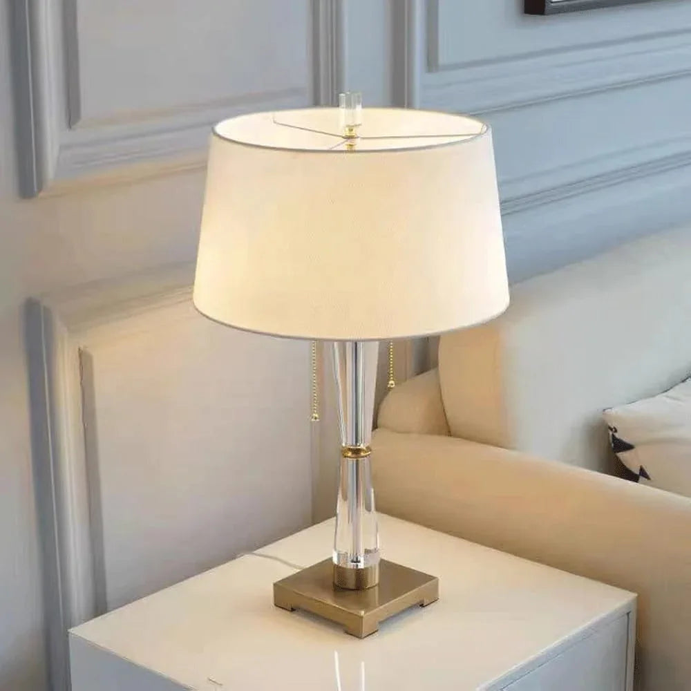 Audara-Luxury American Bedroom Bedside Read Desk Light Modern Glass Metal Desk Lamp Classic Zip Switch Study Office Table Lamp Sample Room Hotel Front Desk Coffee Shop Lighting Fixture