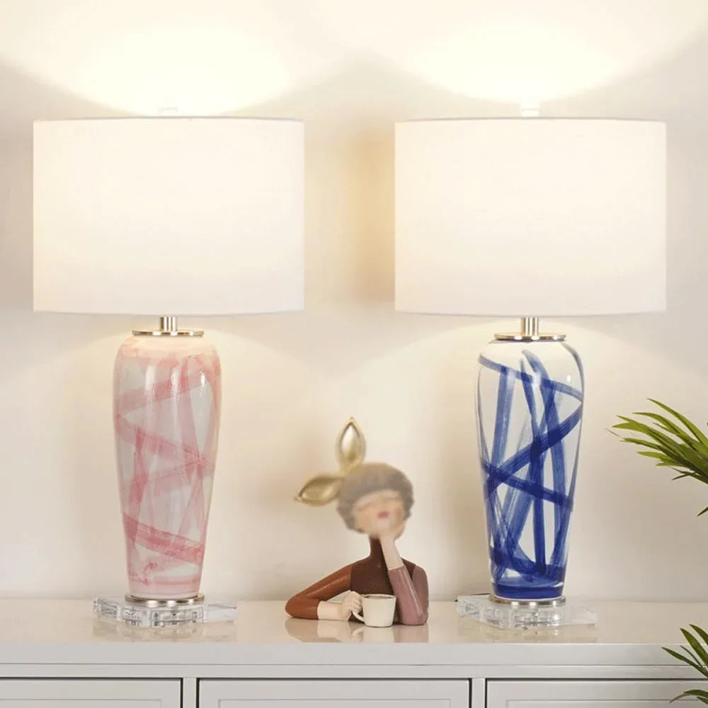 Audara-High-end Simple Hotel Front Desk Coffee Shop B&B Desk Light Fashion Bedroom Living Room Study Desk Lamp Modern Fabric Ceramic Table Lamp Restaurant Villa Club Lighting Fixture