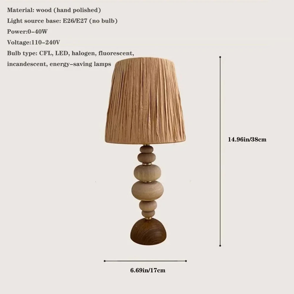 Audara-Wabi-sabi Style Vintage B&B Cafe Dining Room Desk Light Japanese Art Wood Desk Lamp Club Mall Table Lamp Model Home Backdrop Bedroom Living Room Lighting Fixture