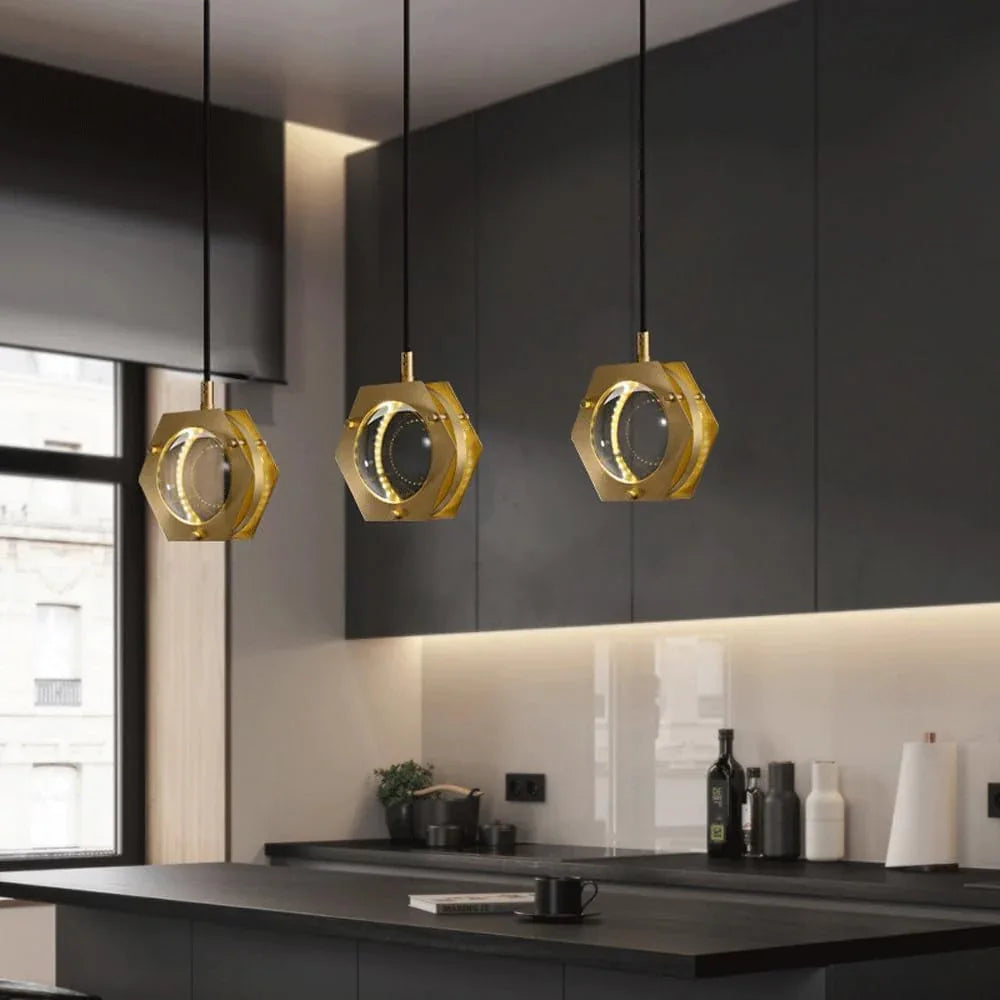 Audara-6-inch Crystal Pendant Light, A Bohemian-style Brass Lamp With A Crystal Ball Design, Suitable For Various Spaces Including Bedrooms, Hotels, Studies, Living Rooms, Kitchen Islands, And Entrywa