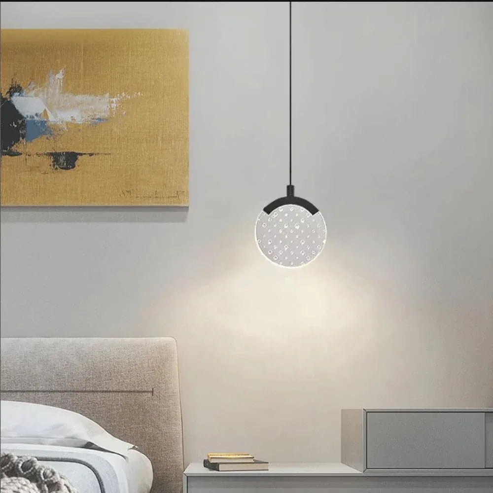 Audara-6-inch Diameter Minimalist Crystal Pendant Light, Bohemian Style, Suitable For Decorative Pendant Lights In Bedrooms, Bedside Tables, Hallways, Balconies, Living Rooms, Hotel Entryways, And Caf
